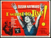 3k195 I WANT TO LIVE British quad '58 Hayward as Barbara Graham, a party girl convicted of murder!