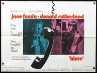 3k210 KLUTE British quad movie poster '71 Donald Sutherland wants to kill sexy call girl Jane Fonda!