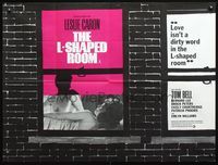 3k219 L-SHAPED ROOM British quad poster '63 sexy Leslie Caron, Bryan Forbes, cool different image!