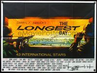 3k217 LONGEST DAY British quad R60s John Wayne in WWII, all-star cast, completely different art!