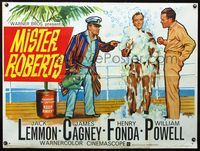 3k225 MISTER ROBERTS British quad poster '55 different art of Fonda, Cagney & Lemmon by Chantrell!