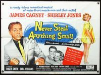 3k231 NEVER STEAL ANYTHING SMALL British quad '59 tough James Cagney, sexy doll Shirley Jones!