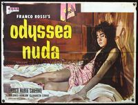 3k233 NUDE ODYSSEY British quad poster '61 Franco Rossi's Odissea Nuda, art of girl on bed by Payne!