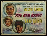 3k241 PARATROOPER British quad poster '53 Alan Ladd, English Red Beret, a thousand thrills a second!
