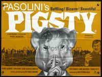 3k246 PIGPEN British quad poster '69 Pier Paolo Pasolini's Porcile, cannibalism, bizarre image!