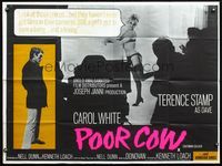 3k251 POOR COW British quad movie poster '68 Terence Stamp, super sexy half-naked Carol White!
