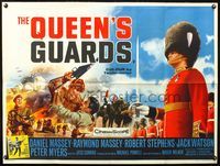 3k254 QUEENS GUARDS British quad poster '61 art of Daniel & Raymond Massey by Tom William Chantrell!