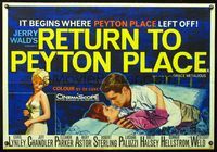 3k257 RETURN TO PEYTON PLACE British quad '61 art of Carol Lynley & Jeff Chandler by Chantrell!