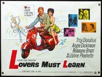 3k262 ROME ADVENTURE British quad '62 art of Troy Donahue & Angie Dickinson on Vespa by Chantrell!