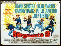 3k267 SERGEANTS 3 British quad poster '62 John Sturges, Frank Sinatra, Rat Pack parody of Gunga Din!