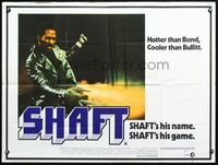 3k270 SHAFT British quad movie poster '71 classic image of tough Richard Roundtree shooting gun!