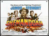 3k271 SHENANDOAH British quad poster '65 James Stewart, Civil War, two armies trampled its valley!
