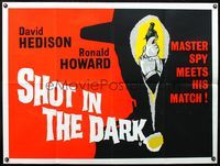 3k272 SHOT IN THE DARK British quad movie poster '59 master spy David Hedison meets his match!