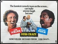 3k278 STIR CRAZY British quad poster '80 Gene Wilder & Richard Pryor, directed by Sidney Poitier!