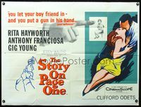 3k280 STORY ON PAGE ONE British quad poster '60 how did Rita Hayworth's relationship lead to murder?