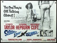 3k281 SUDDENLY LAST SUMMER British quad '60 close up of super sexy Elizabeth Taylor in swimsuit!