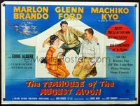 3k286 TEAHOUSE OF THE AUGUST MOON British quad '56 art of Marlon Brando, Glenn Ford & Machiko Kyo!