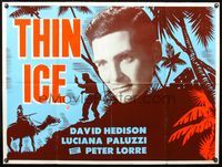 3k291 THIN ICE British quad movie poster '59 art of spy David Hedison by palm trees & guy on camel!