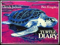 3k296 TURTLE DIARY British quad '85 really colorful close up art of sea turtle by Andy Warhol!