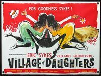 3k299 VILLAGE OF DAUGHTERS British quad '62 wacky art of sexy babes who want to marry Eric Sykes!