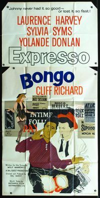 3k403 EXPRESSO BONGO English 3sheet '60 Laurence Harvey, Val Guest, English beatniks, cool art!
