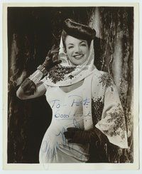 3m075 CARMEN MIRANDA signed 8x10 '40s great close up smiling portrait wearing cool sequined dress!