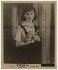3m097 DIARY OF ANNE FRANK 8x10 movie still '59 close up of smiling Millie Perkins holding her diary!