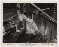 3m112 ELEPHANT WALK 8x10 still '54 close up of scared Elizabeth Taylor crawling up broken stairs!