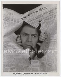 3m170 HI NELLIE 8x10 still '34 newspaper editor Paul Muni with pipe looks through torn newspaper!
