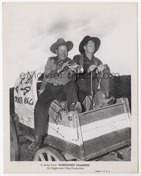 3m302 NORTHWEST STAMPEDE 8x10.25 still '48 Jack Oakie & Sterling Holloway riding on chuck wagon!