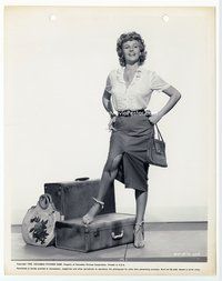 3m277 MISS SADIE THOMPSON 8x10 '54 great full-length portrait of smoking Rita Hayworth w/luggage!
