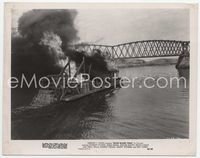 3m352 ROCK ISLAND TRAIL 8x10 '50 cool c/u of steamboat barge on fire on river by suspension bridge!