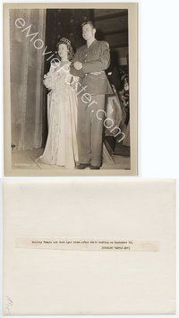 3m376 SHIRLEY TEMPLE 8x10.25 movie still '45 in wedding gown with tiara holding husband John Agar!