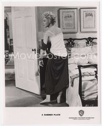 3m418 SUMMER PLACE TV 8x10 R60s close up of full-length Sandra Dee taking off her dress in bedroom!