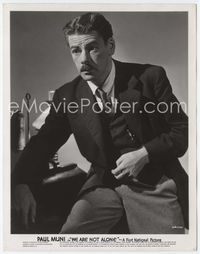3m479 WE ARE NOT ALONE 8x10 movie still '39 great close up of shocked Paul Muni with mustache!