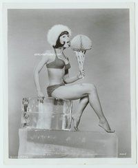 3m500 YVONNE CRAIG 8x10 '50s wacky c/u wearing sexy bikini on ice cube eating paper ice cream cone!