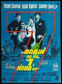 3o092 ROBIN & THE 7 HOODS Danish '64 cool art of Frank Sinatra, Dean Martin, & Davis Jr. by Wenzel!