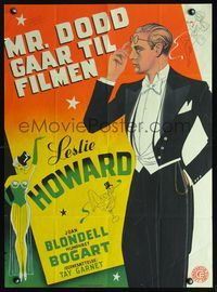 3o093 STAND-IN Danish R48 Joan Blondell, Humphrey Bogart, cool art of Leslie Howard in tuxedo!
