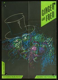3o099 GINGER & FRED East German poster '87 Federico Fellini's Ginger e Fred, wild Heidenreich art!