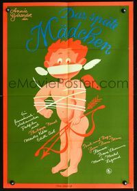 3o101 OLD MAID style B East German poster '73 La Vieille fille, wacky art of tied-up cupid by Roder!