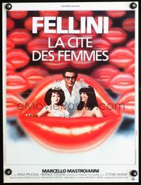 3o202 CITY OF WOMEN French 15x21 poster '80 Federico Fellini, Marcello Mastroianni & sexy ladies!
