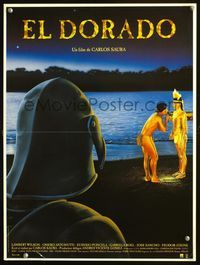 3o215 EL DORADO French 15x20 poster '88 cool art of conquistador watching Incan blow gold dust!
