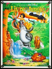 3o245 JUNGLE BOOK French 16x21 poster R90s Walt Disney cartoon classic, great image of characters!