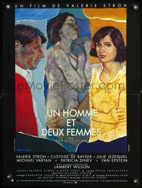 3o259 MAN & TWO WOMEN French 15x21 '91 Valerie Stroh, Un homme et deux femmes, cool Bastow art!