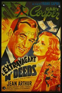 3o262 MR. DEEDS GOES TO TOWN French 15x23 R87 best art close-up of Gary Cooper & sexy Jean Arthur!