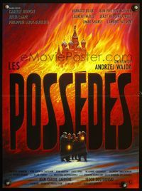 3o280 POSSESSED French 15x21 poster '88 Les possedes, cool artwork of burning Russian building!