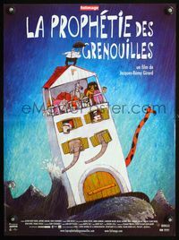 3o285 RAINING CATS & FROGS French 15x21 '03 Le prophetie des grenouilles, floating house w/animals!