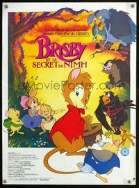 3o291 SECRET OF NIMH French 15x21 '82 Don Bluth, cool mouse fantasy cartoon artwork by Bourduge!