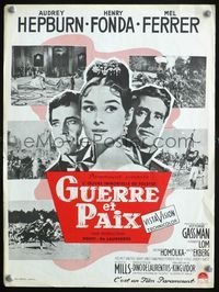 3o304 WAR & PEACE French 12x16 poster '56 Audrey Hepburn, Henry Fonda, Mel Ferrer, Leo Tolstoy epic!