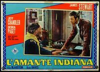 3o469 BROKEN ARROW Italian photobusta poster '50 image of James Stewart talking with Jeff Chandler!